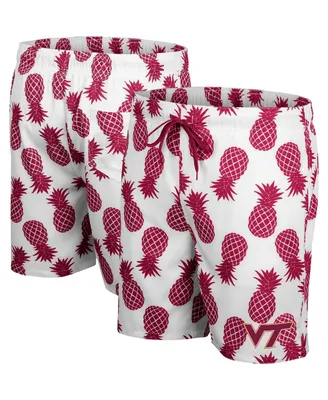 Men's Colosseum White, Maroon Virginia Tech Hokies Pineapple Swim Shorts