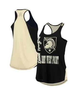 Women's Colosseum Black, Gold Army Black Knights George Glass 2-Hit Scoop Neck Racerback Tank Top