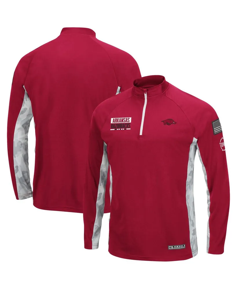 Men's Colosseum Cardinal Arkansas Razorbacks Oht Military-inspired Appreciation Snow Cruise Raglan 1/4-zip Jacket