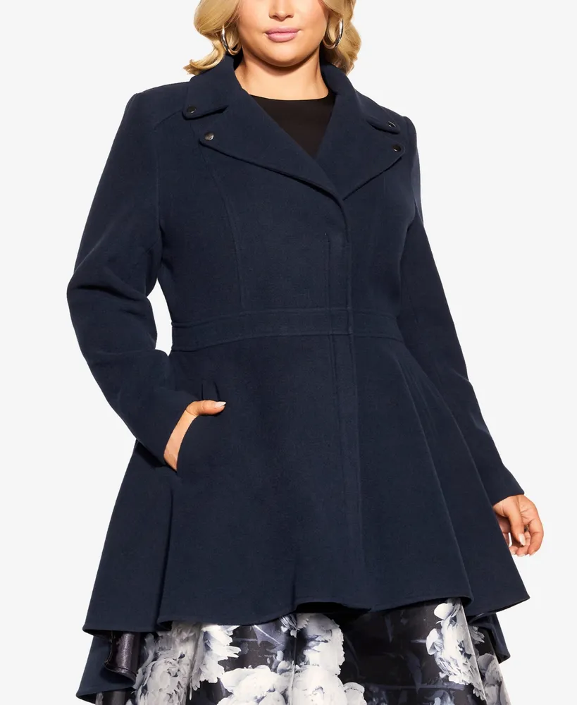 City Chic Women's Hi Lo Frill Coat