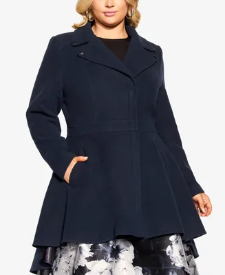 City Chic Women's Hi Lo Frill Coat