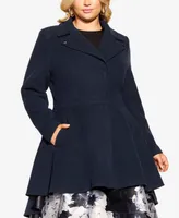 City Chic Women's Hi Lo Frill Coat