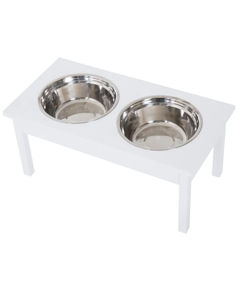 PawHut 10" Elevated Raised Dog Feeder Stainless Steel Double Bowl Food Water