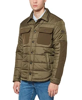 Vince Camuto Men's Mid Weight Quilt Mix Media Jacket