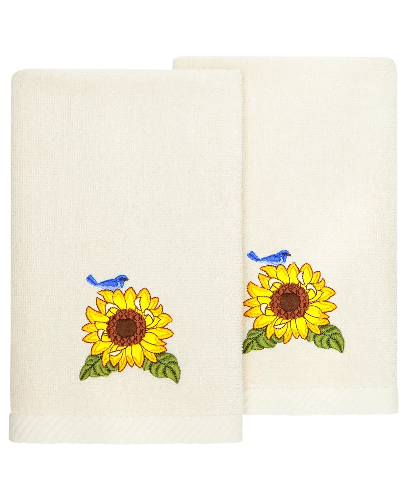 Linum Home Textiles Turkish Cotton Girasol Embellished Fingertip Towel Set, 2 Piece