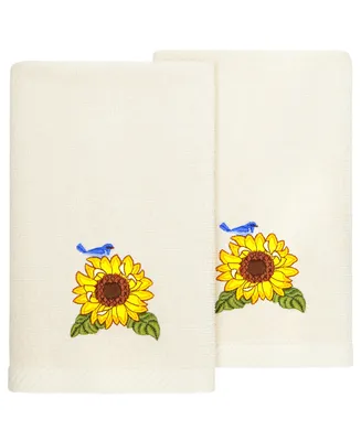 Linum Home Textiles Turkish Cotton Girasol Embellished Fingertip Towel Set, 2 Piece