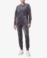 Andrew Marc Sport Women's Long Sleeve Leggings Length Velvet Hoodie