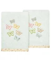 Linum Home Textiles Turkish Cotton Mariposa Embellished Hand Towel Set, 2 Piece