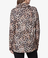 Andrew Marc Sport Women's Long Sleeve Printed Cowl Neck Tunic Top