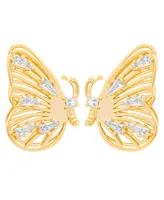 Macy's Gold Plated Cubic Zirconia Butterfly Stud Earrings - Gold