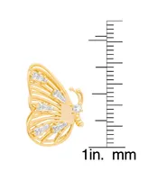 Macy's Gold Plated Cubic Zirconia Butterfly Stud Earrings - Gold