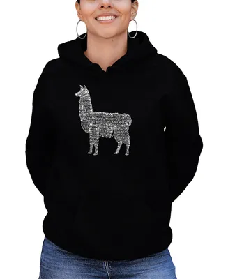 La Pop Art Women's Llama Mama Word Hooded Sweatshirt