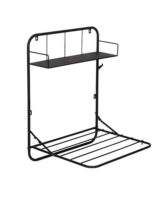 Honey Can Do Collapsible Wall-Mounted Clothes Drying Rack with Shelf