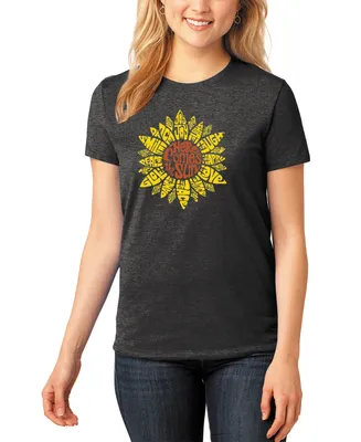 La Pop Art Women's Premium Blend Sunflower Word T-shirt