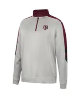 Men's Colosseum Gray and Maroon Texas A&M Aggies Bushwood Fleece Quarter-Zip Jacket