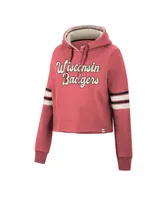 Women's Colosseum Red Wisconsin Badgers Retro Cropped Pullover Hoodie