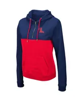 Women's Colosseum Navy, Red Ole Miss Rebels Aidan Lightweight Quarter-Zip Hoodie