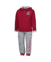 Toddler Boys Colosseum Crimson and Heathered Gray Washington State Cougars Poppies Pullover Hoodie Sweatpants Set