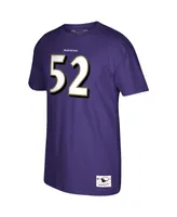 Men's Mitchell & Ness Ray Lewis Purple Baltimore Ravens Retired Player Logo Name and Number T-shirt
