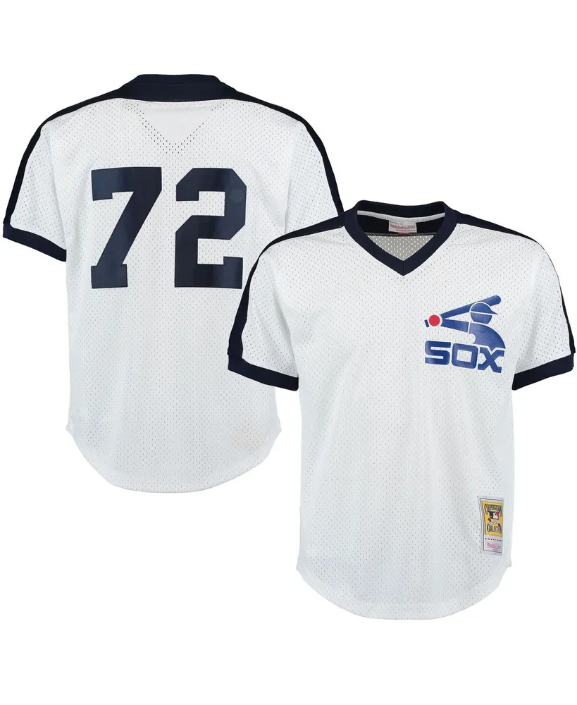 Men's Mitchell & Ness Carlton Fisk White Chicago Sox Cooperstown Mesh Batting Practice Jersey