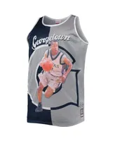 Men's Mitchell & Ness Allen Iverson Navy, Gray Georgetown Hoyas Sublimated Player Big and Tall Tank Top