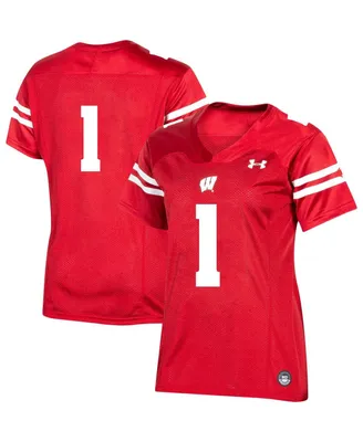 Women's Under Armour #1 Red Wisconsin Badgers Team Replica Football Jersey