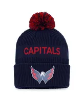 Men's Fanatics Navy, Red Washington Capitals 2022 Nhl Draft Authentic Pro Cuffed Knit Hat with Pom