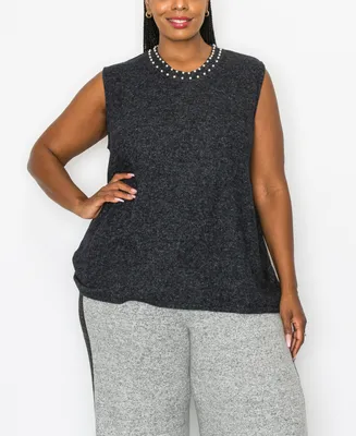 Coin 1804 Plus Cozy Shell Tank Top with Gunmetal