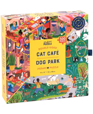 Professor Puzzle Cat Cafe Dog Park Double-Sided Jigsaw Puzzle Set, 502 Pieces