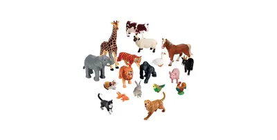 Kaplan Early Learning Company Jumbo Animals Set of 18 - Farm, Jungle, Pets