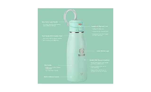 Takeya Traveler Fliplock Bottle, 17 oz, Bluestone