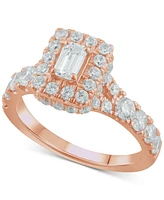 Diamond Halo Emerald Bridal Set (2. ct. t.w.) 14k White, Yellow or Rose Gold