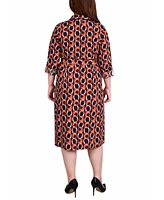 Ny Collection Plus Printed Shirt Dress