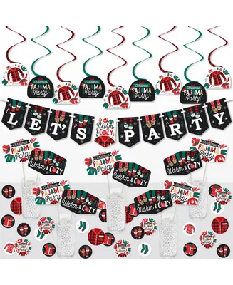 Big Dot of Happiness Christmas Pajamas - Holiday Plaid Pj Party Supplies Decoration Kit - Decor Galore Party Pack - 51 Pieces