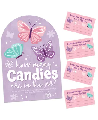 Big Dot of Happiness Beautiful Butterfly Baby or Birthday 1 Stand & 40 Cards Candy Guessing Game
