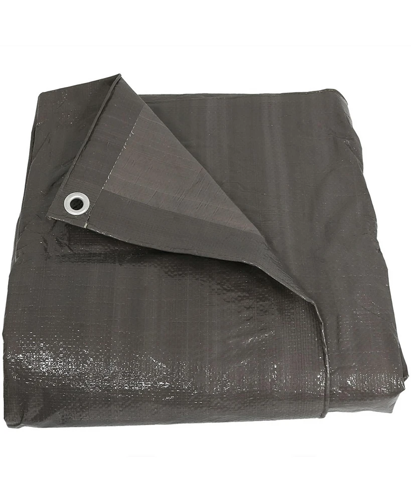 9 x 12 Foot Plastic Reversible Heavy-Duty Multipurpose Tarp - Laminated on Both Sides - Dark Gray