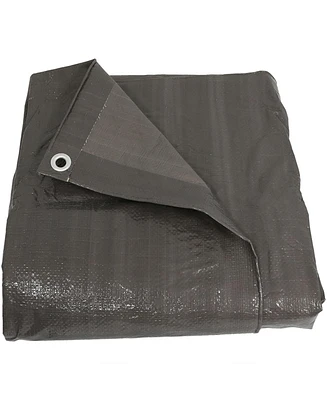 9 x 12 Foot Plastic Reversible Heavy-Duty Multipurpose Tarp - Laminated on Both Sides - Dark Gray