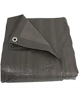 9 x 12 Foot Plastic Reversible Heavy-Duty Multipurpose Tarp - Laminated on Both Sides - Dark Gray