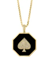 Effy Men's Diamond (1/3 ct. t.w.) & Enamel Spade 22" Pendant Necklace in 14k Gold