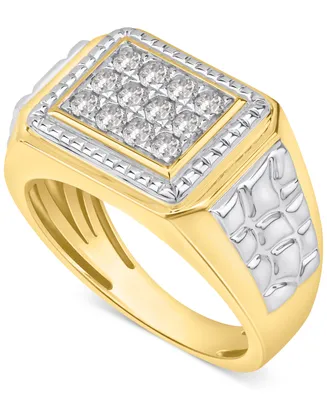Men's Diamond Textured Ring (1/2 ct. t.w.) in 10k Gold