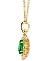 Le Vian Costa Smeralda Emeralds (7/8 ct. t.w.) & Diamond (1/2 ct. t.w.) Halo Adjustable 20" Pendant Necklace in 14k Gold