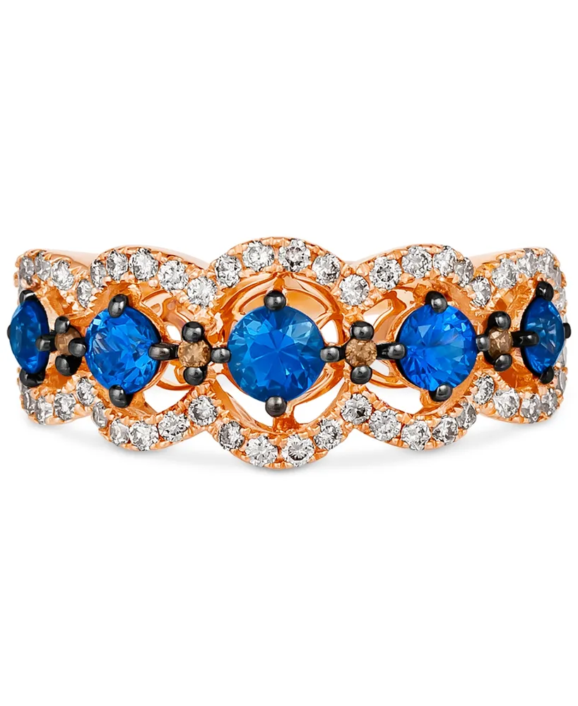 Le Vian Blueberry Sapphire (3/4 ct. t.w.) & Diamond (7/8 ct. t.w.) Scalloped Ring in 14k Rose Gold