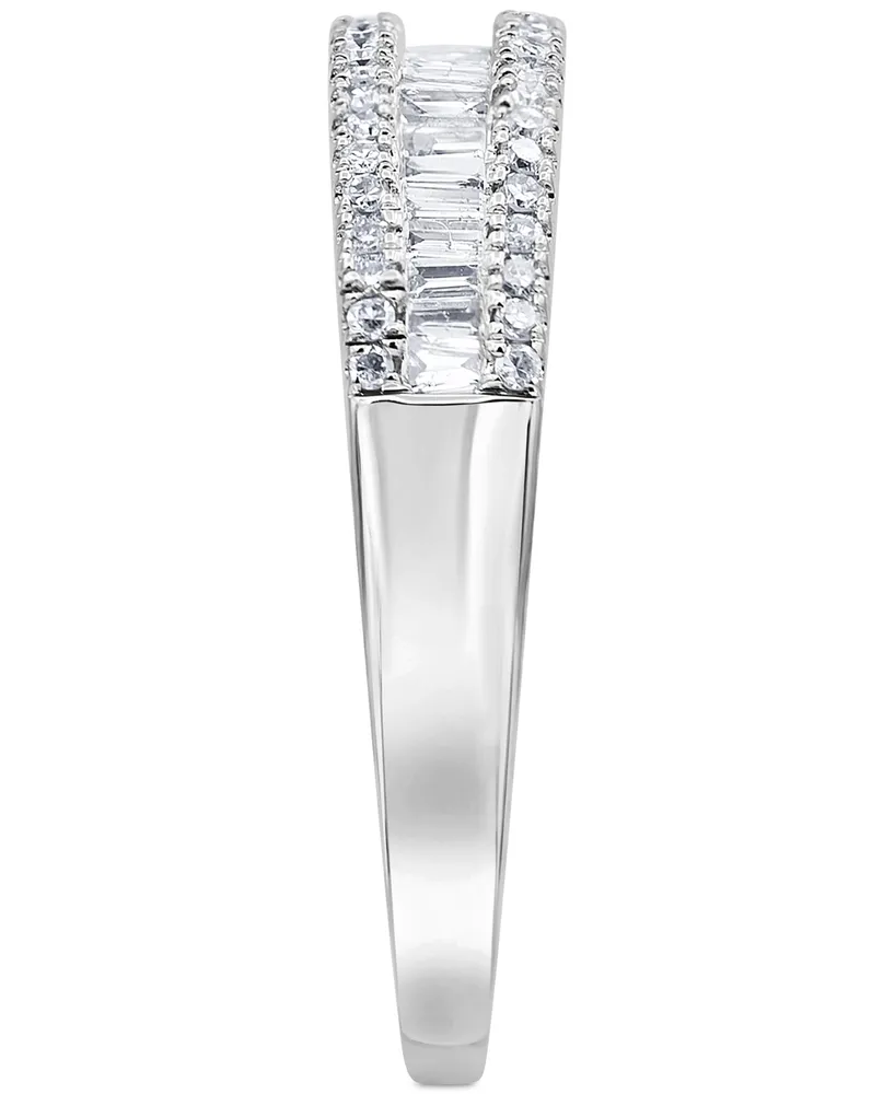 Diamond Baguette & Round Band (1/2 ct. t.w.) in 14k White Gold