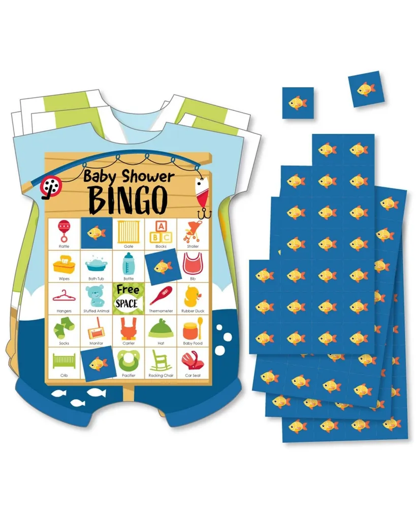 Let's Go Fishing - Picture Bingo Cards & Markers - Baby Shower Bingo Game 18 Ct