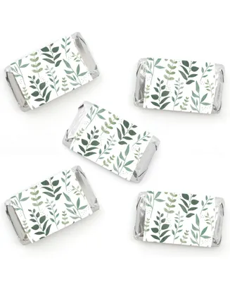 Boho Botanical - Mini Candy Bar Wrapper Stickers - Greenery Party Favors 40 Ct