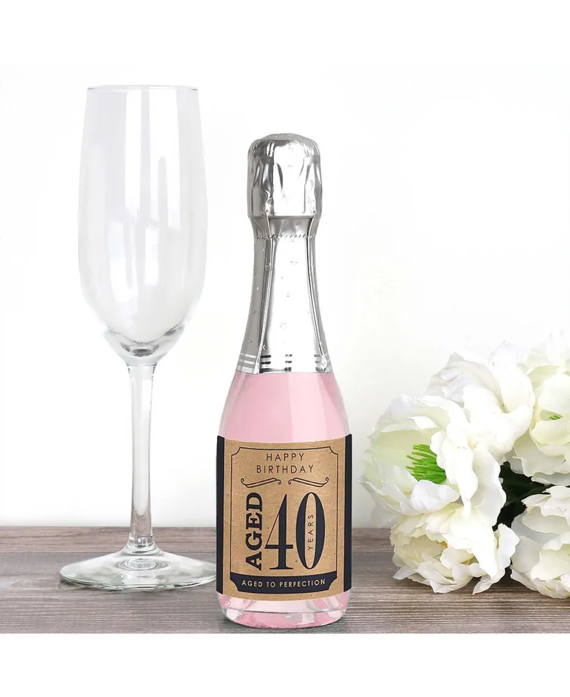 40th Milestone Birthday - Mini Wine Bottle Label Stickers Party Favor Gift 16 Ct