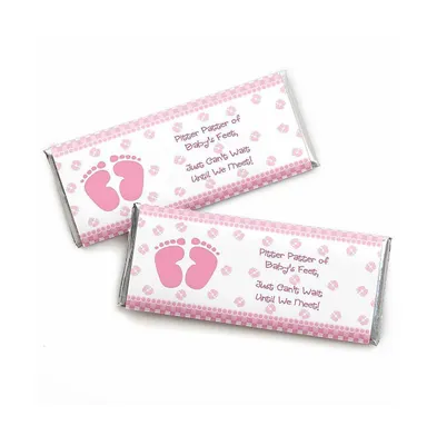 Baby Feet Pink - Candy Bar Wrappers Girl Baby Shower Favors - Set of 24