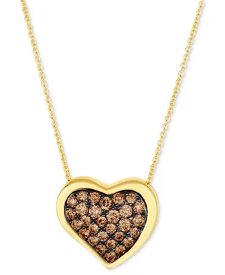 Le Vian Godiva x Le Vian Chocolate Ganache Heart Pendant Necklace Featuring Chocolate Diamond (5/8 ct. t.w.) in 14k Gold (Also Available in Rose Gold)