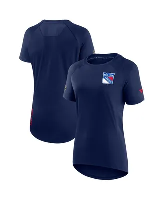 Women's Fanatics Navy New York Rangers Authentic Pro Rink Raglan Tech T-shirt