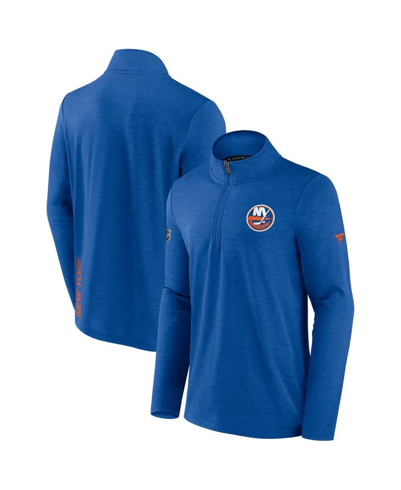 Men's Fanatics Heather Royal New York Islanders Authentic Pro Rink Quarter-zip Jacket